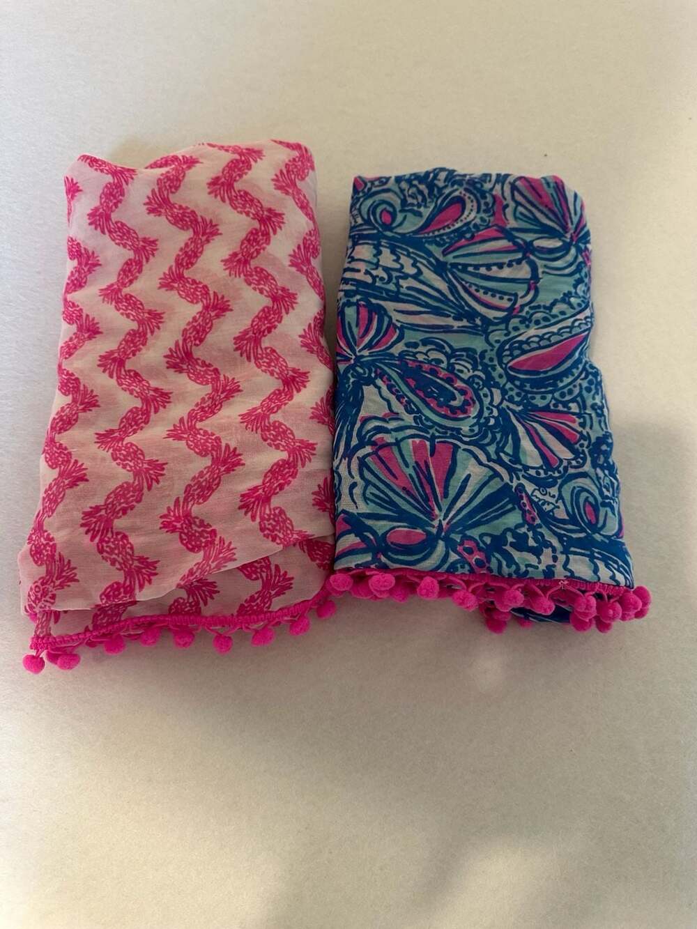 Lilly Pulitzer for Target Collab Pom-Pom Sarong Scarf Wrap Set of 2 Summer Chic